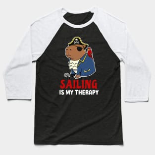 Sailing is my therapy cartoon Capybara Pirate Baseball T-Shirt